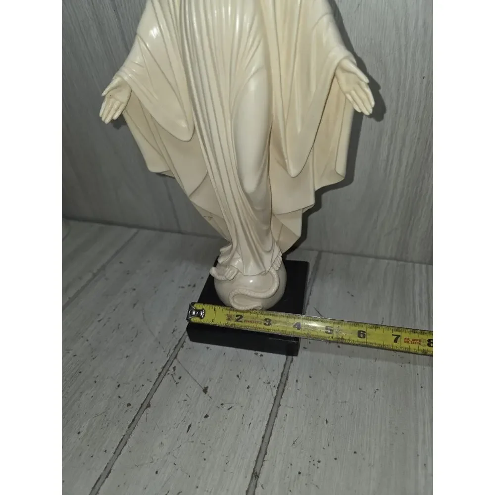 Vtg Bianchi Statue Virgin Mary Our Lady Madonna Wood Base Open Arms Italy